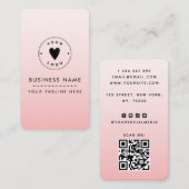 Blush roze Voeg je Cute Logo QR Code Social Media  Visitekaartje (Voorkant / Achterkant)