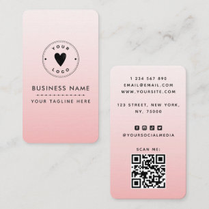 Blush roze Voeg je Cute Logo QR Code Social Media  Visitekaartje
