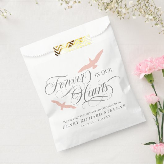 Blush roze vogels voor altijd in ons hart vogelzaa bedankzakje (Gezegeld)
