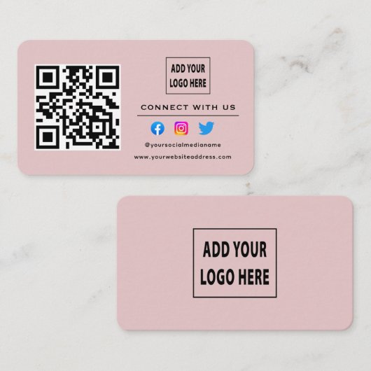 Blush roze volg scan om verbinding te maken met de visitekaartje (Voorkant / Achterkant)