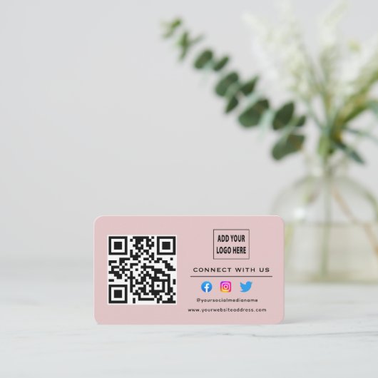 Blush roze volg scan om verbinding te maken met de visitekaartje (Staand voorkant)