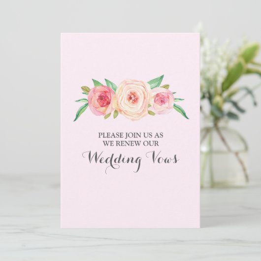 Blush Roze Vow Verlenging Uitnodiging (Staand voorkant)