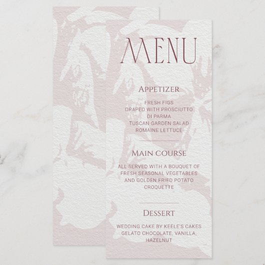 Blush roze Vrijgezellenfeest menukaart (Voorkant / Achterkant)
