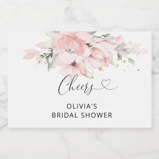 Blush roze vrijgezellenfeest met flacon sparkling wijnetiket (Enkel label)