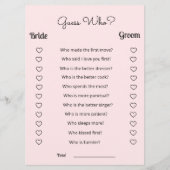 Blush roze Vrijgezellenfeest raad eens wie er spee Programmakaart (Voorkant)