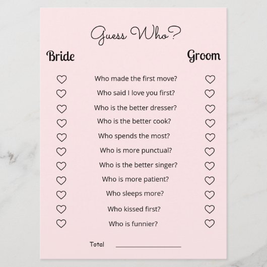 Blush roze Vrijgezellenfeest raad eens wie er spee Programmakaart (Voorkant)