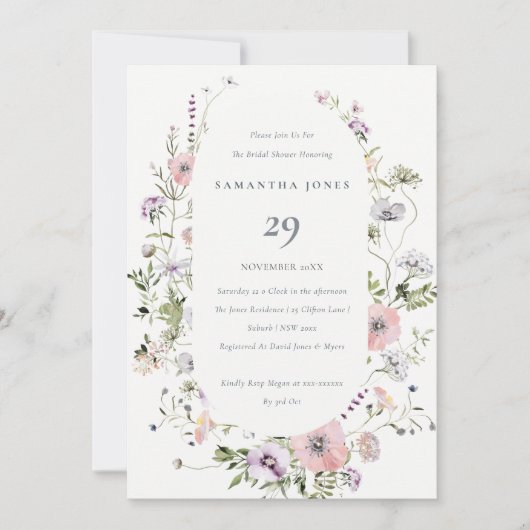 Blush Roze Vrijgezellenfeest van Lijst van wilde b Bedankkaart (Voorkant)