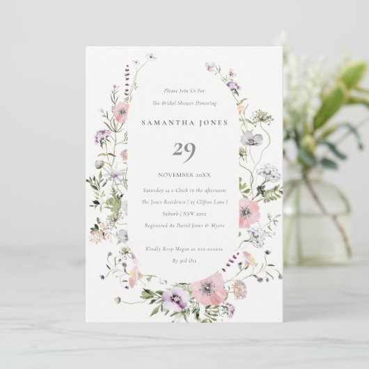 Blush Roze Vrijgezellenfeest van Lijst van wilde b Bedankkaart (Staand voorkant)