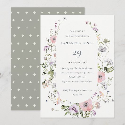 Blush Roze Vrijgezellenfeest van Lijst van wilde b Bedankkaart (Voorkant / Achterkant)