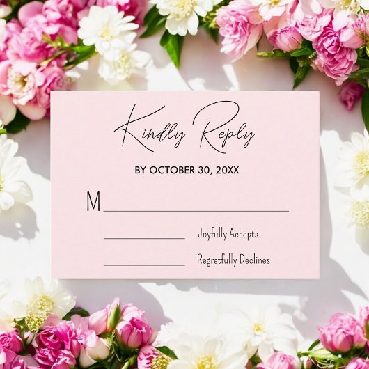 Blush Roze Vrijgezellenfeest Wedding RSVP Kaart