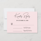 Blush Roze Vrijgezellenfeest Wedding RSVP Kaart (Voorkant)
