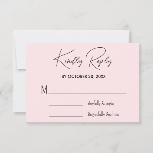 Blush Roze Vrijgezellenfeest Wedding RSVP Kaart (Voorkant)