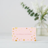 Blush roze vrouwelijke chique gouden Confetti Polk Visitekaartje (Staand voorkant)