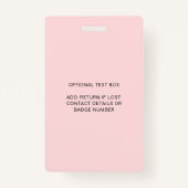 Blush Roze Vrouwelijke Logo Beauty Salon Foto ID Badge (Achterkant)