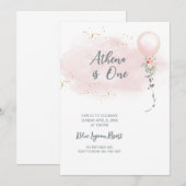 Blush Roze waterkleur Girl Birthday Uitnodiging (Voorkant / Achterkant)