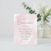 Blush roze Waterverf 15th Birthday Quinceañera in Briefkaart (Staand voorkant)