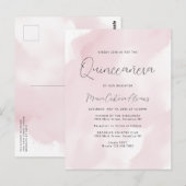 Blush roze Waterverf 15th Birthday Quinceañera in Briefkaart (Voorkant / Achterkant)