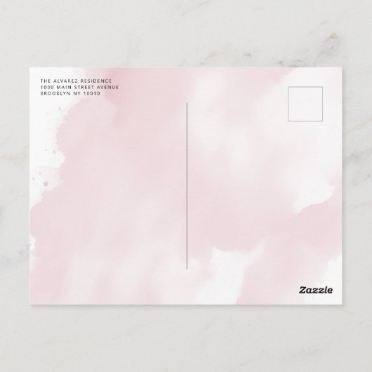 Blush roze Waterverf 15th Birthday Quinceañera in Briefkaart (Achterkant)