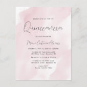 Blush roze Waterverf 15th Birthday Quinceañera in Briefkaart (Voorkant)