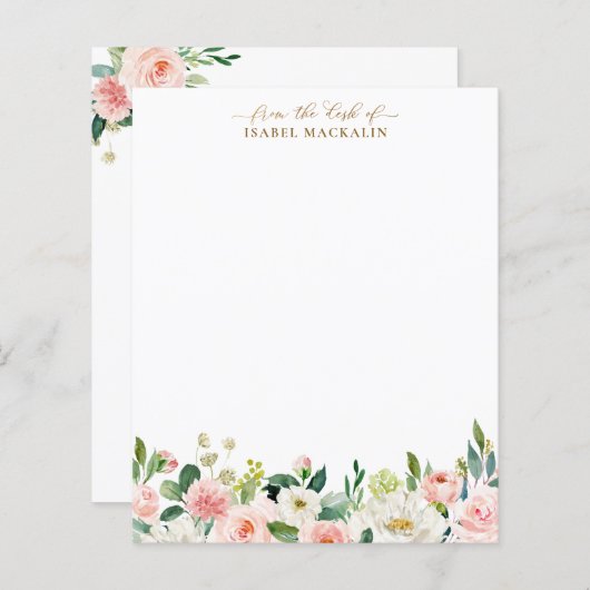 Blush Roze Waterverf - Aangepast schrijven op maat (Voorkant / Achterkant)