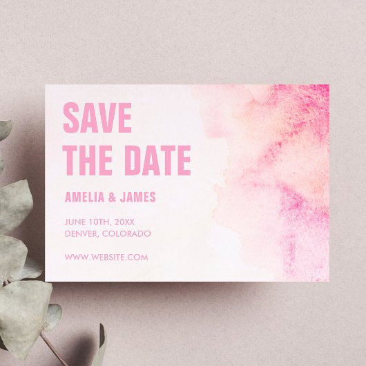Blush Roze Waterverf Abstract Bold Bruiloft Save The Date
