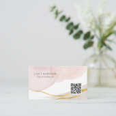 Blush roze waterverf abstracte moderne QR-code Visitekaartje (Staand voorkant)