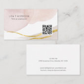 Blush roze waterverf abstracte moderne QR-code Visitekaartje (Voorkant / Achterkant)
