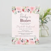 Blush Roze Waterverf Baby in Bloom Baby shower Kaart (Staand voorkant)