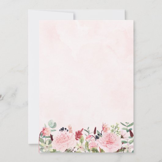 Blush Roze Waterverf Baby in Bloom Baby shower Kaart (Achterkant)