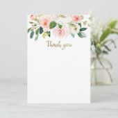 Blush Roze Waterverf Baby shower Dank u wel Kaart (Staand voorkant)