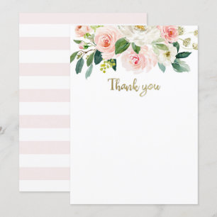 Blush Roze Waterverf Baby shower Dank u wel Kaart