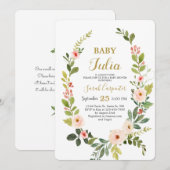 Blush roze waterverf Baby shower Kaart (Voorkant / Achterkant)