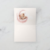 Blush Roze Waterverf Beer Meisje Baby shower Bedankkaart (Binnen)