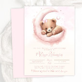 Blush Roze Waterverf Beer Meisje Baby shower Kaart