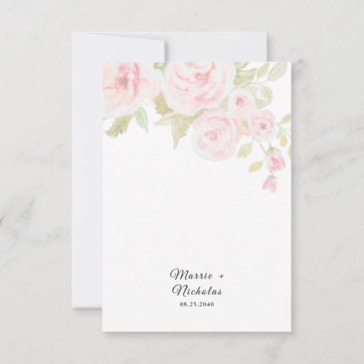 Blush roze Waterverf Bindbruiloft Bedankkaart (Achterkant)