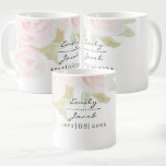 Blush Roze Waterverf Bindende Paars Koffiemok<br><div class="desc">Blush Roze Roze Bloemen Waterverf Trouwpaar Koffie Mok. Een licht elegant stoffig roze bloemontwerp. Personaliseer deze sjabloon om uw namen en datum toe te voegen. Pas het verder aan als u meer wijzigingen wilt aanbrengen.</div>