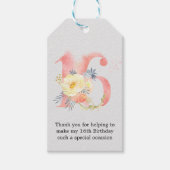 Blush Roze Waterverf Bloem Nummer 16 Dank u Cadeaulabel (Voorkant)