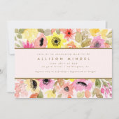 Blush Roze Waterverf Bloem  Vloer Baby shower Kaart (Voorkant)