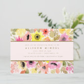 Blush Roze Waterverf Bloem  Vloer Baby shower Kaart (Staand voorkant)