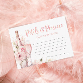 Blush roze Waterverf bloemblaadjes & Prosecco Datu Informatiekaartje