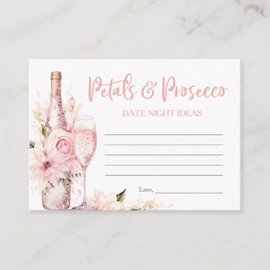 Blush roze Waterverf bloemblaadjes & Prosecco Datu Informatiekaartje (Voorkant)