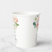 Blush Roze Waterverf Bloemen 80ste Verjaardag Papieren Bekers (Rechts)