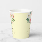 Blush Roze Waterverf Bloemen 80ste Verjaardag Papieren Bekers (Links)