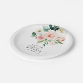 Blush Roze Waterverf Bloemen 80ste Verjaardag Papieren Bordje (Gekanteld)