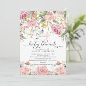 Blush Roze Waterverf Bloemen Baby Brunch Kaart (Staand voorkant)