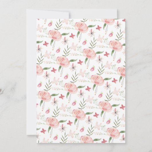 Blush Roze Waterverf Bloemen Baby Brunch Kaart (Achterkant)