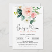 Blush Roze Waterverf Bloemen Baby in Bloom Shower Kaart (Voorkant)