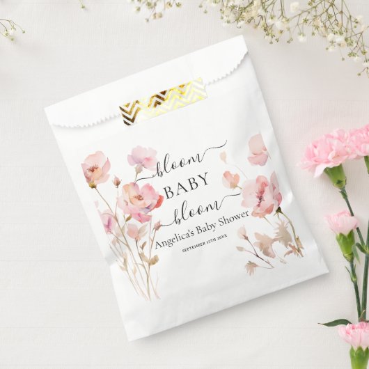 Blush Roze Waterverf Bloemen Baby shower Bedankzakje (Gezegeld)