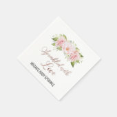 Blush Roze Waterverf Bloemen Bestrooid met Liefde Servet (Hoek)