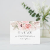 Blush roze Waterverf bloemen Birthday Dank je Briefkaart (Staand voorkant)